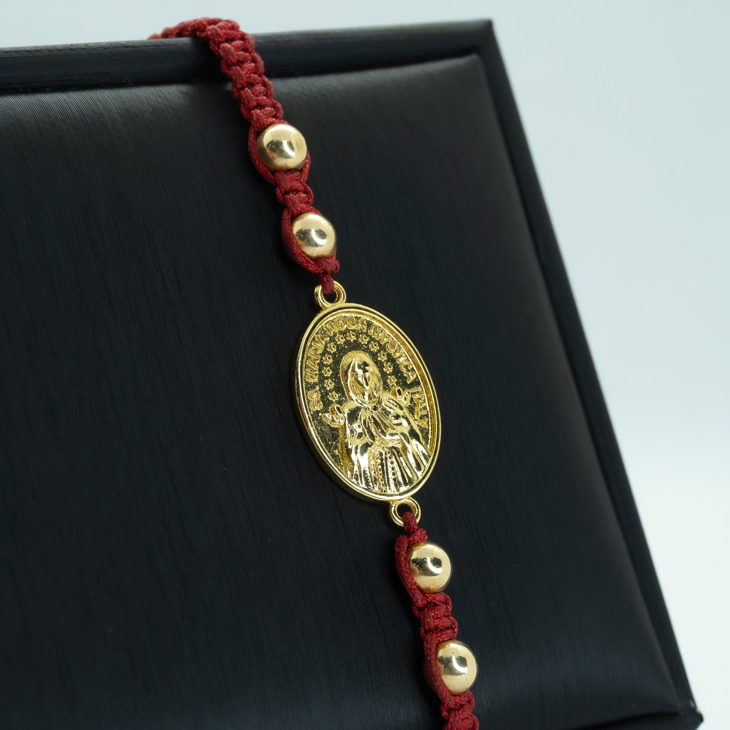 PULSERA TEJIDA CON DIJE MARIA MYSTICA ITALY ROJA