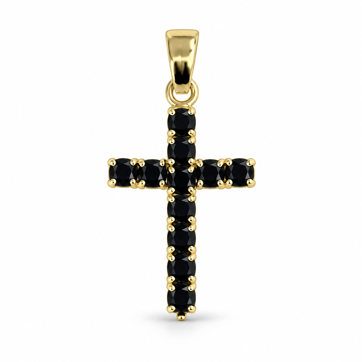 Dije Cruz de piedras negras sin cadena