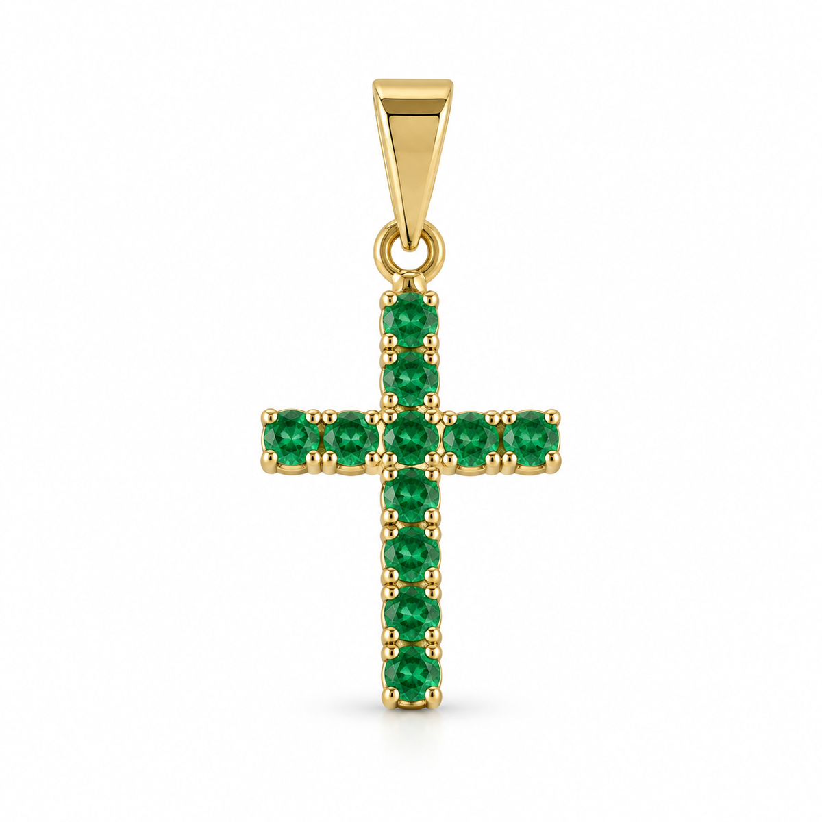 Dije Cruz mediana con circones verdes sin cadena