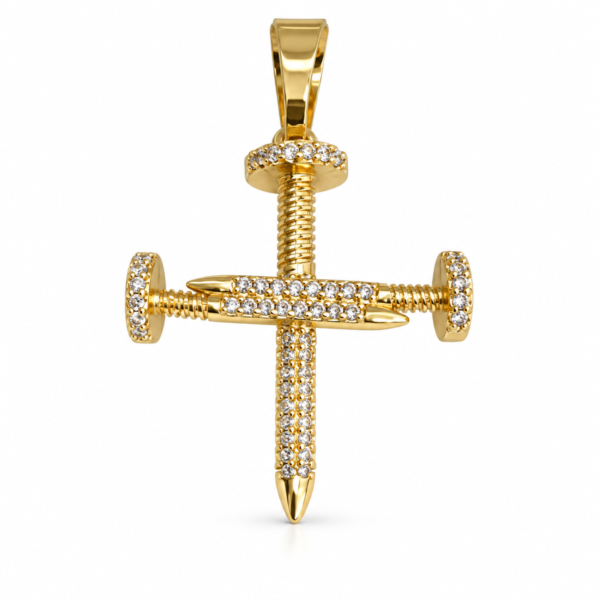 Dije Cruz de clavos circonada sin cadena