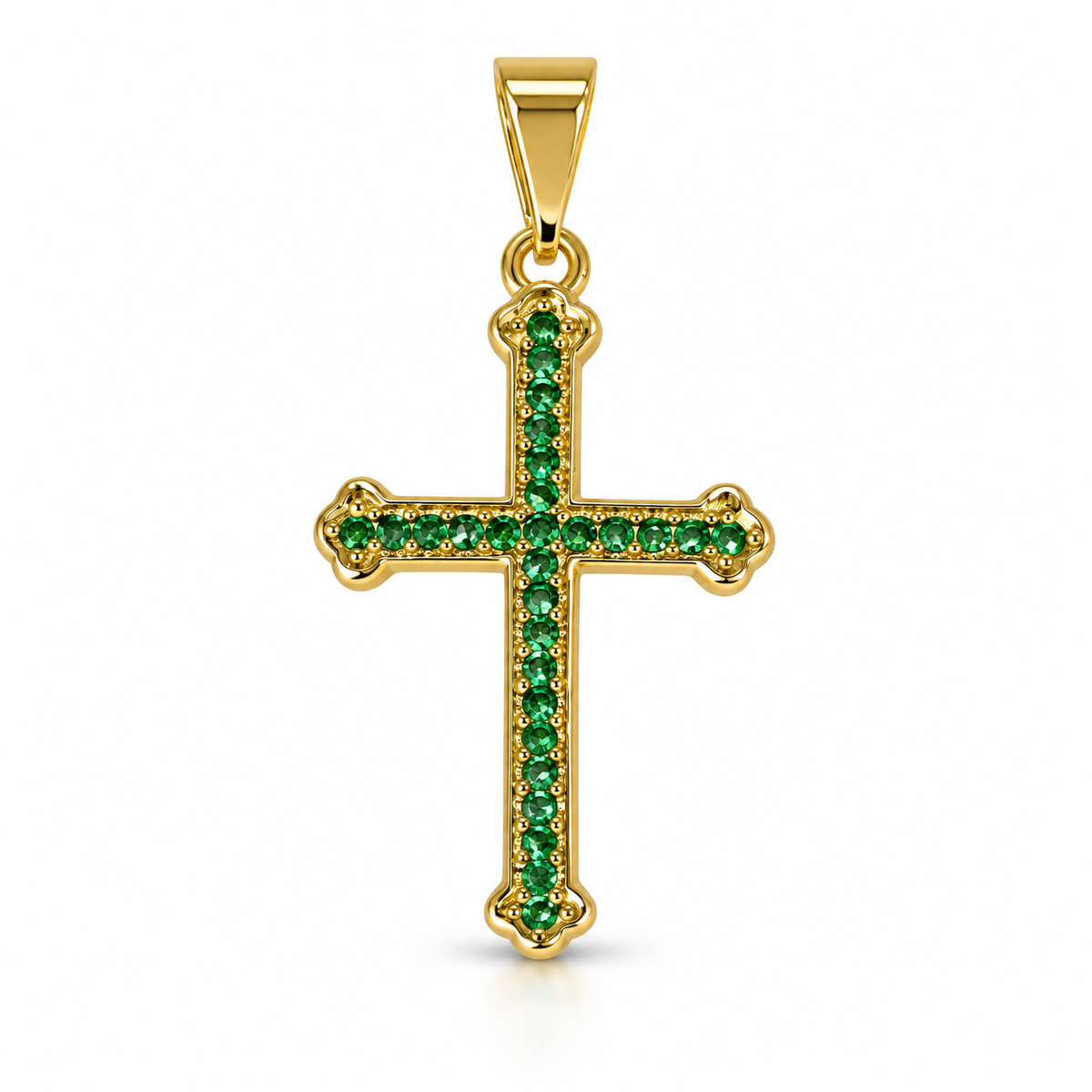Dije Cruz circonada verde sin cadena