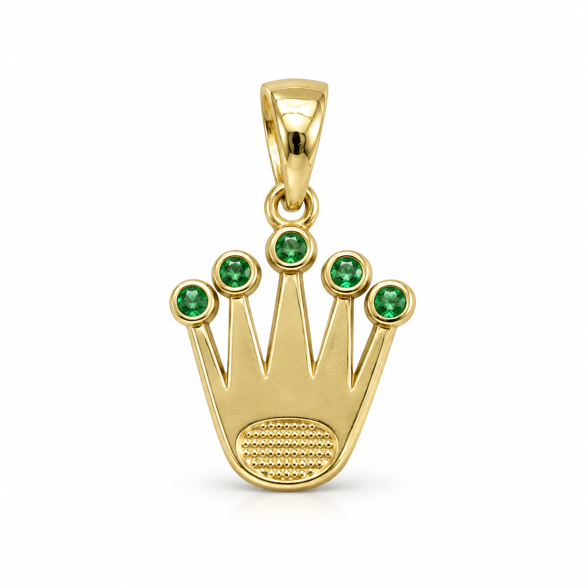 Dije Corona silueta verde sin cadena