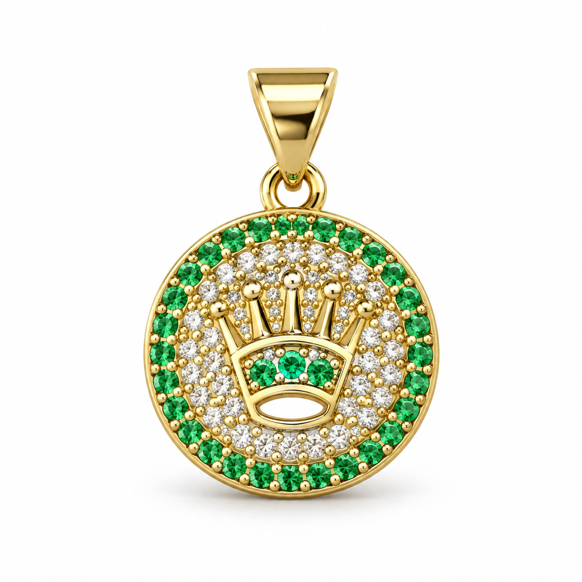 Dije Medalla corona verde sin cadena