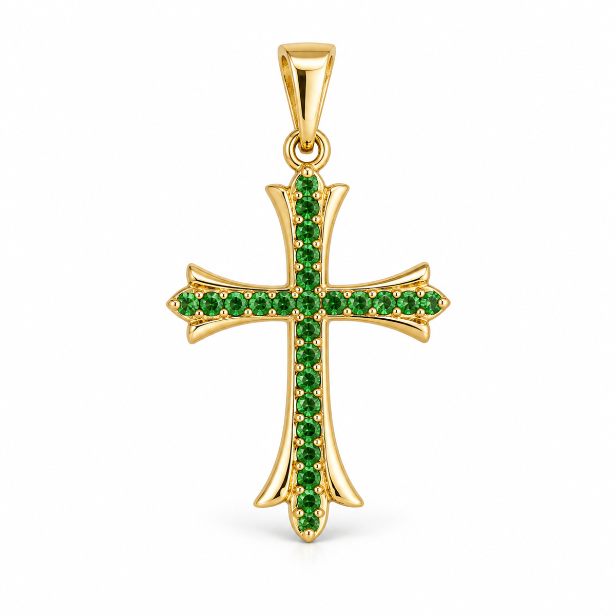 Dije Cruz 27 mm con circones verdes sin cadena