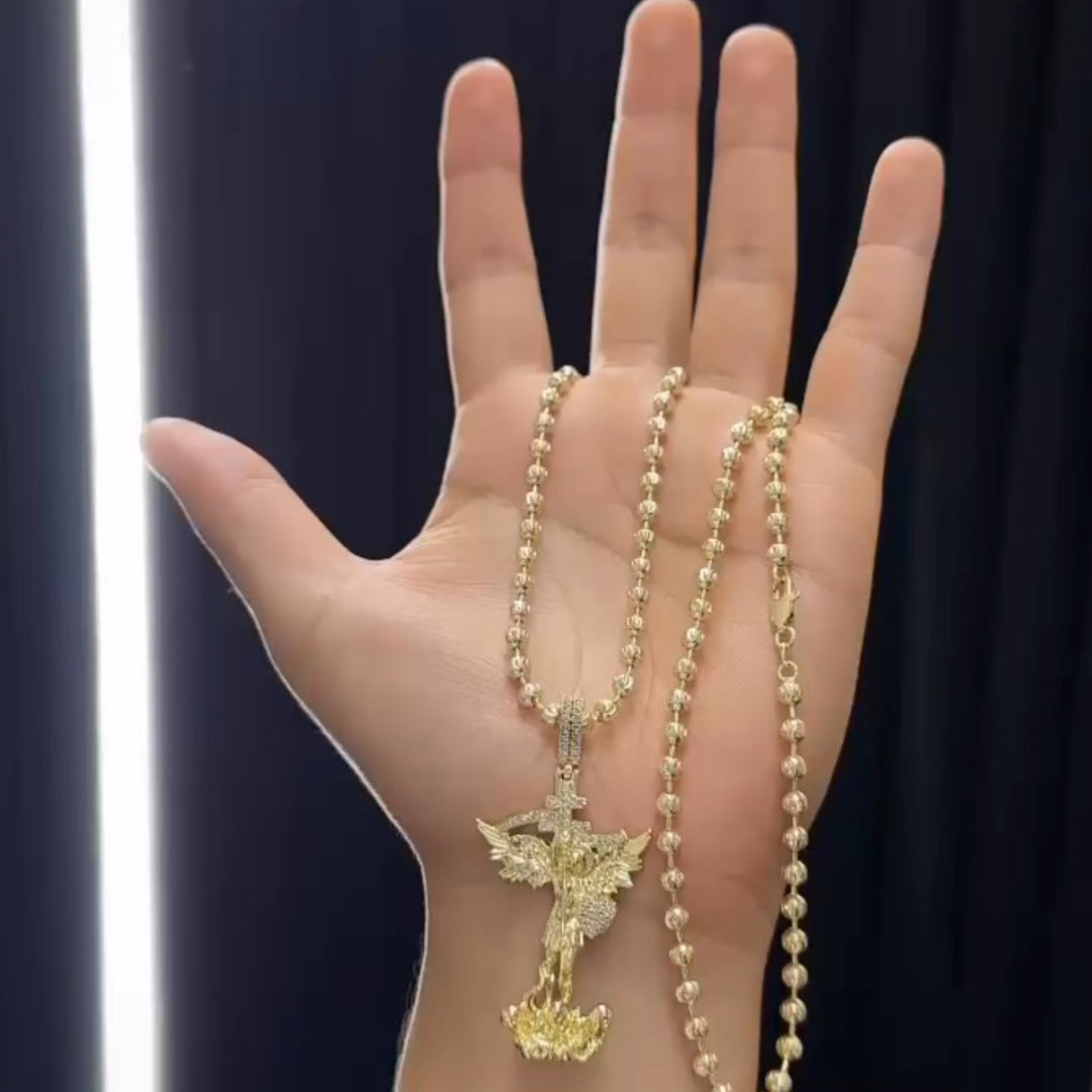 ¡Super Promoción! Cadena Militar Diamantada Con Dije San miguel grande
