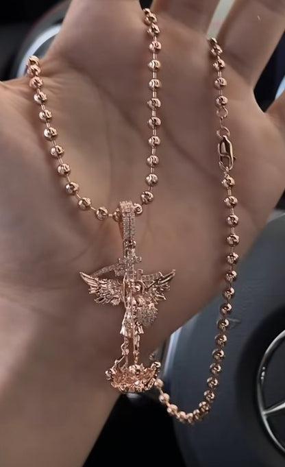 ¡Super Promoción! Cadena Militar Oro Laminado 18k Rosada San Miguel Grande