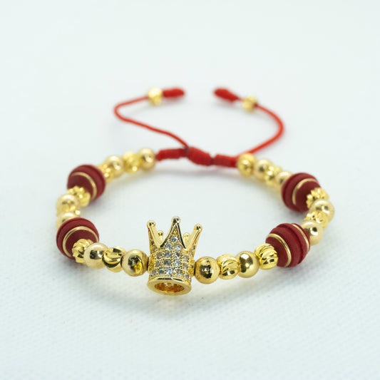 PULSERA TEJIDA CON NEOPRENO ARG. DIJE CORONA