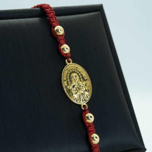 PULSERA TEJIDA CON DIJE MARIA MYSTICA ITALY ROJA