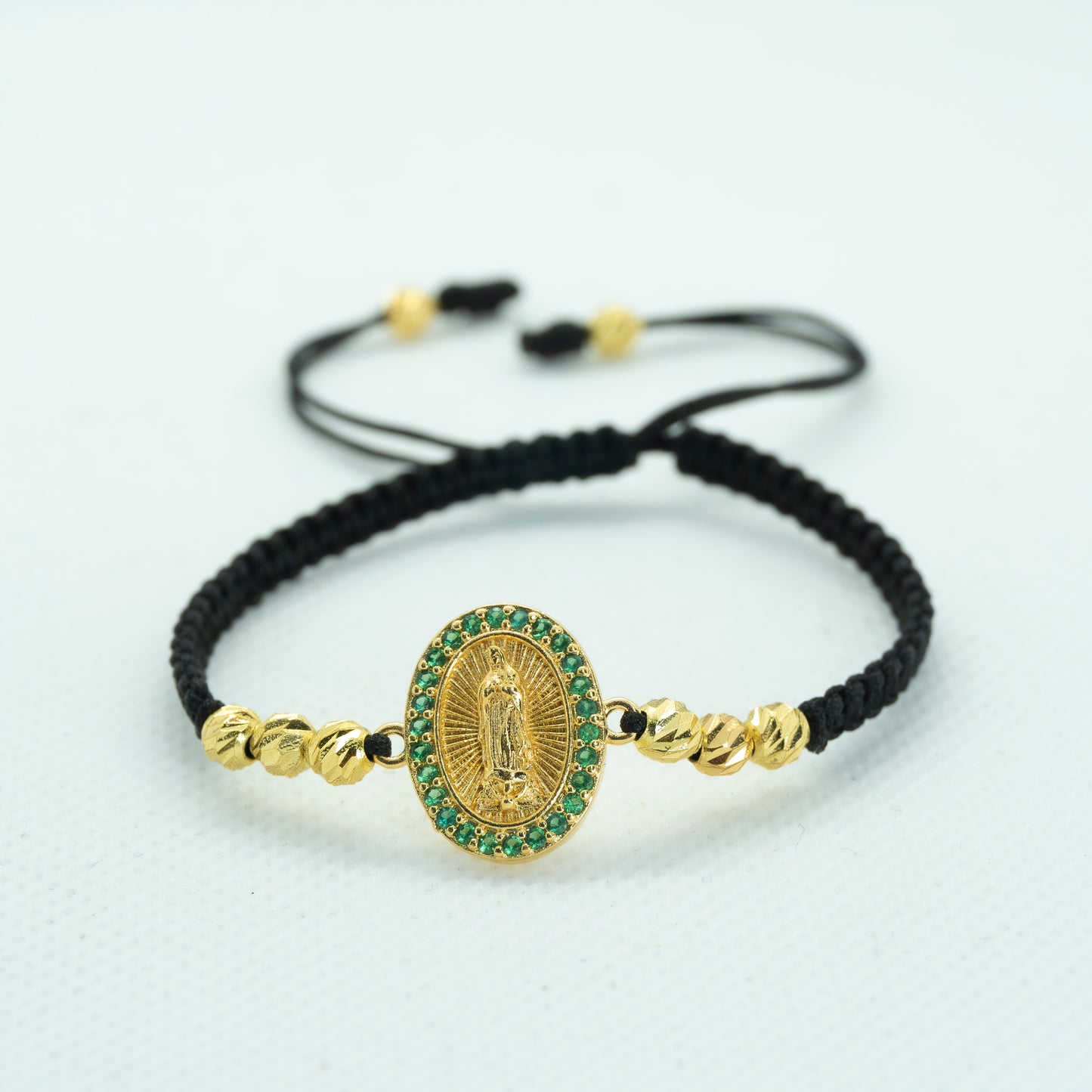 PULSERA TEJIDA VIRGEN GUADALUPE CIRCONES 6 BALINES