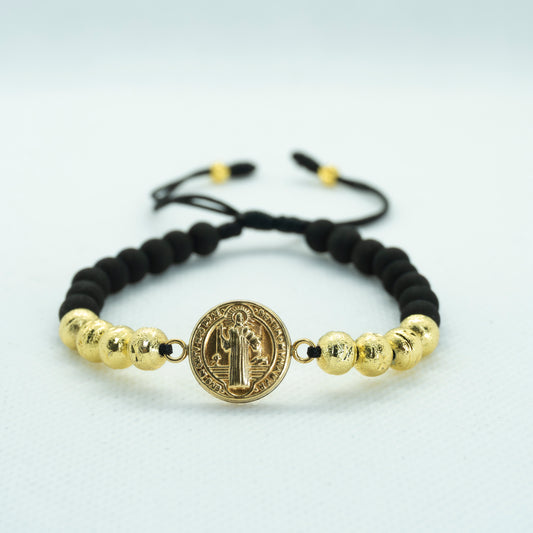 PULSERA TEJIDA CON DIJE SAN BENITO PROTECCION