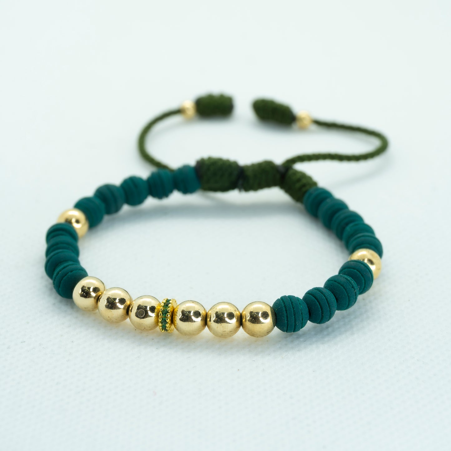 PULSERA TEJIDA  CON NEOPRENO Y BALIN LISO