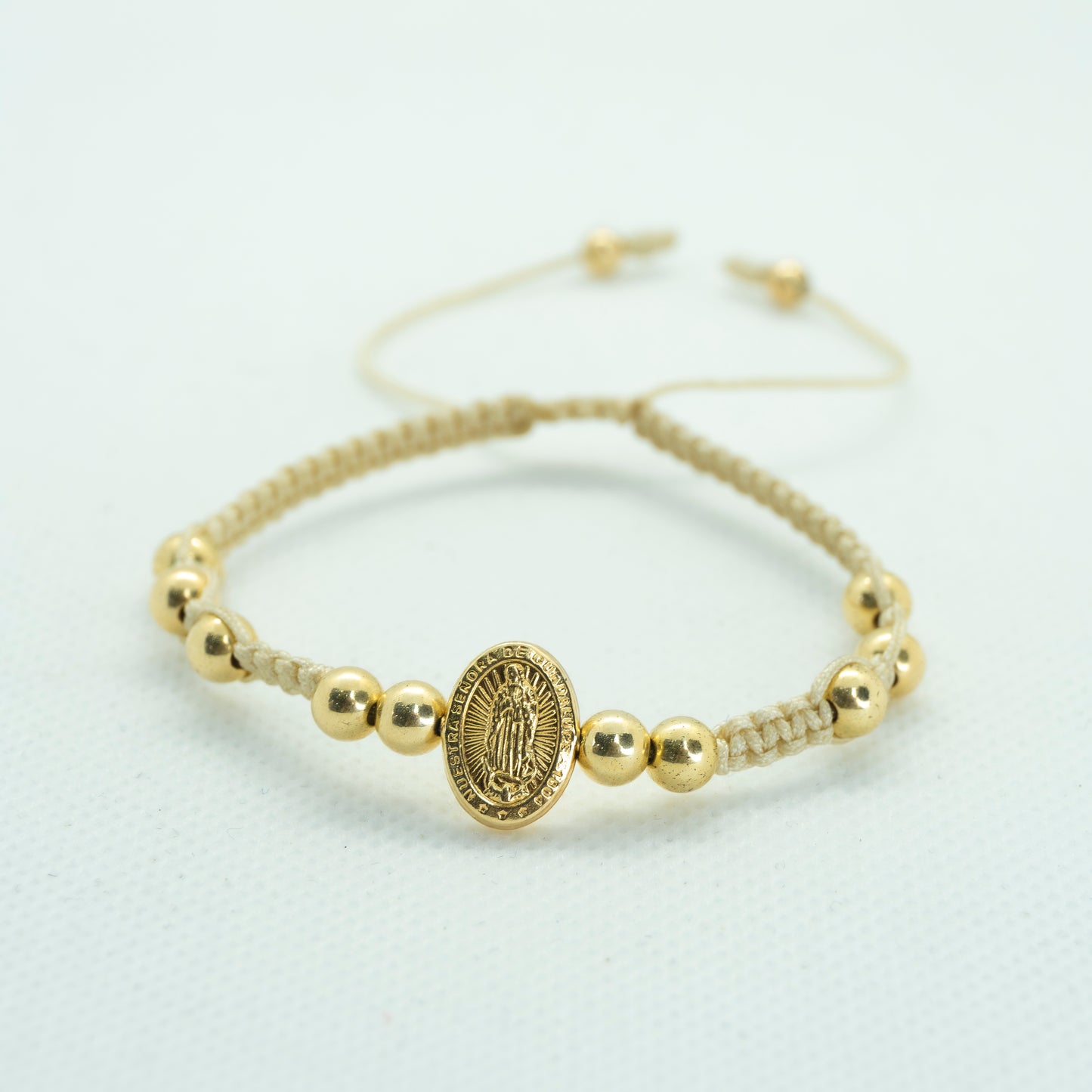 PULSERA TEJIDA DIJE VIRGEN DE GUADALUPE