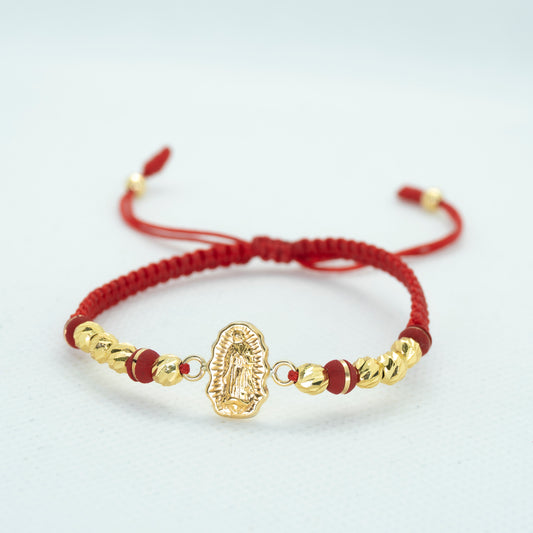 PULSERA TEJIDA CON DIJE TALLADO VIRGEN DE GUADALUPE