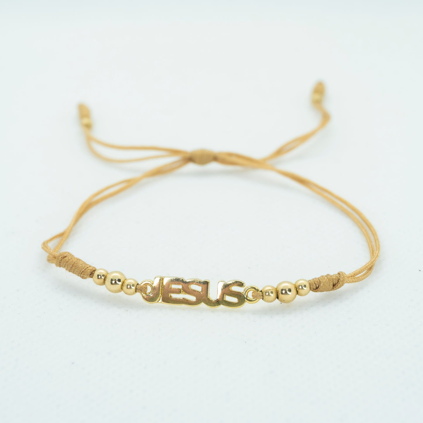 PULSERA DOS HILOS CON DIJE LETRAS JESUS MINI