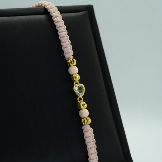 PULSERA TEJIDA CON DIJE MINI CORAZON CIRCON
