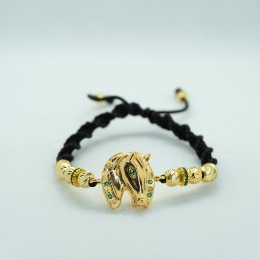 PULSERA TEJIDA CON DIJE CABALLO HERRADURA