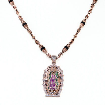 CADENA TEJIDO RUSTICO DUBAI ROSA + DIJE OBSEQUIO