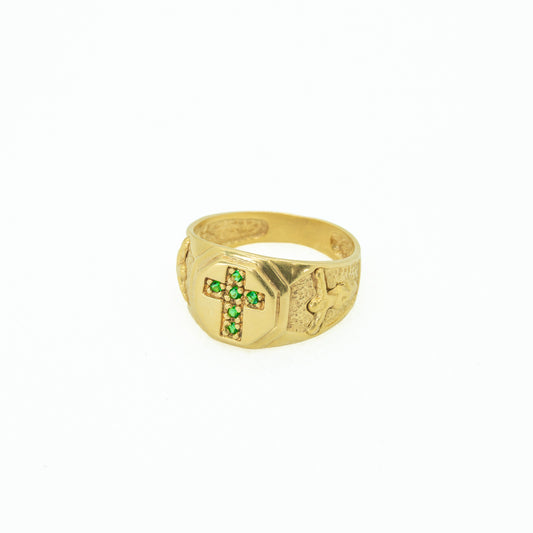 ANILLO CRUZ CIRCONES VERDE