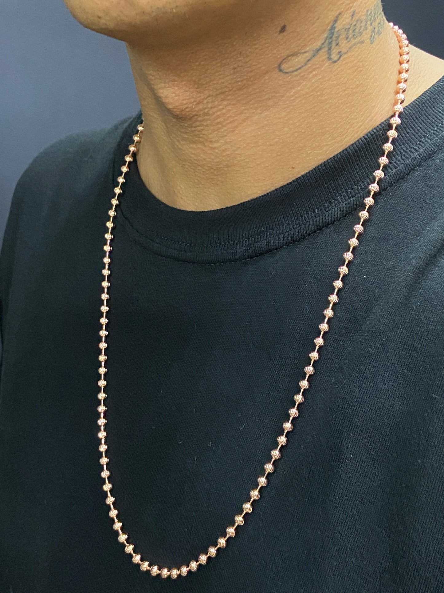 ¡Super Promoción! Cadena Militar Diamantado oro laminado 18k  rosa