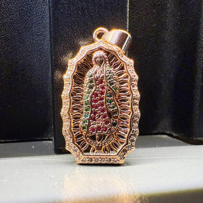 ¡Super Promoción! Cadena Militar Oro Laminado 18k Rosada Dije Virgen Guadalupe Mediana