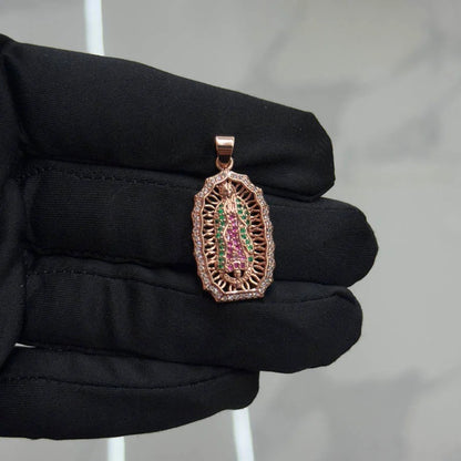 ¡Super Promoción! Cadena Militar Oro Laminado 18k Rosada Dije Virgen Guadalupe Mediana