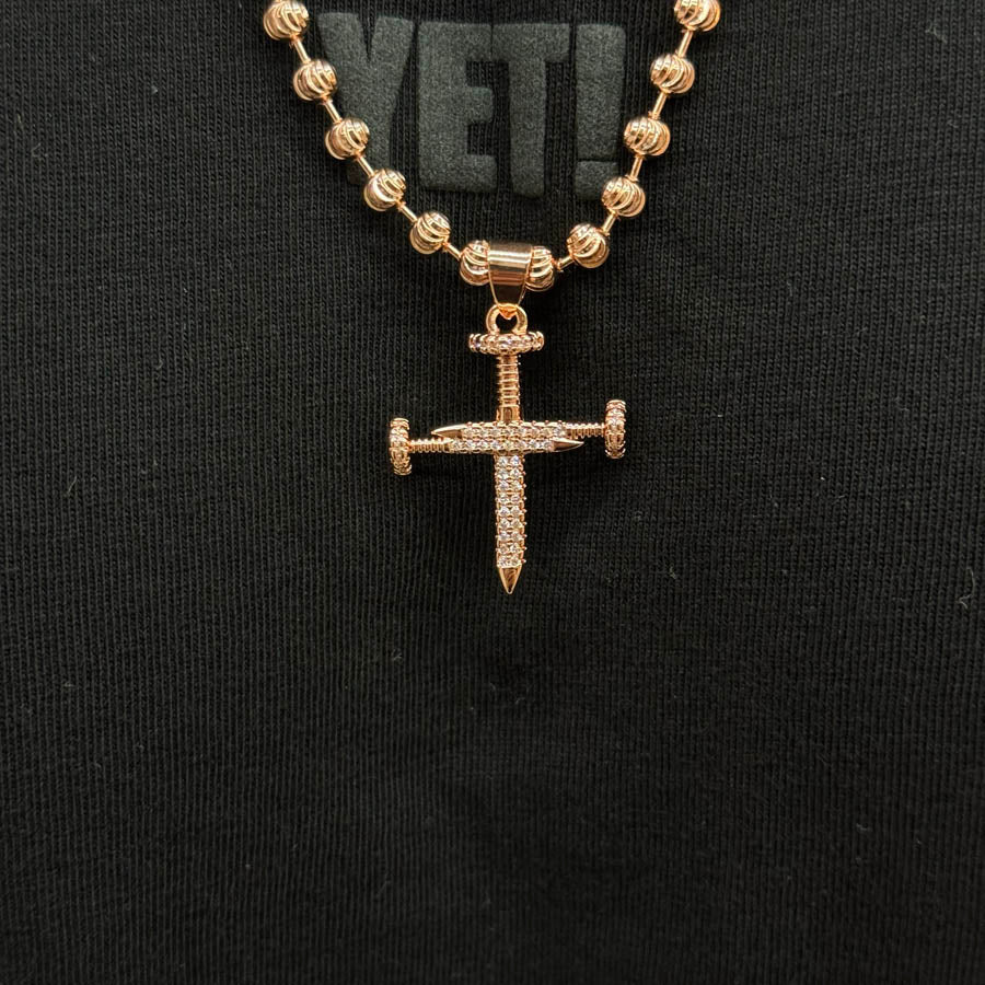 ¡Super Promoción! Cadena Militar Oro Laminado 18k Rosada Dije Clavos