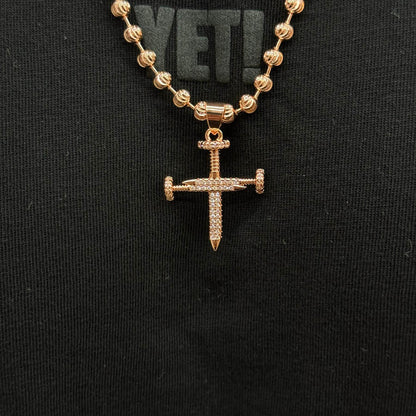 ¡Super Promoción! Cadena Militar Oro Laminado 18k Rosada Dije Clavos