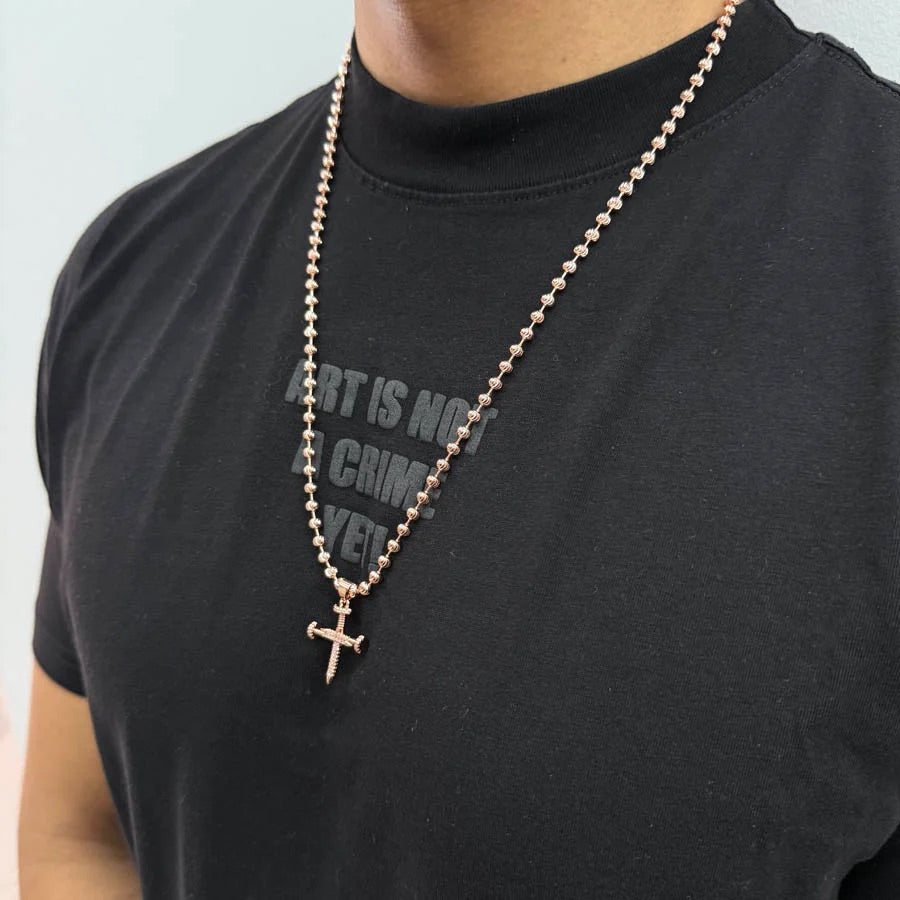 ¡Super Promoción! Cadena Militar Oro Laminado 18k Rosada Dije Clavos