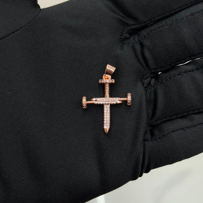 ¡Super Promoción! Cadena Militar Oro Laminado 18k Rosada Dije Clavos