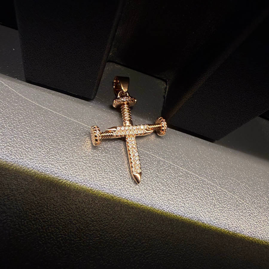 ¡Super Promoción! Cadena Militar Oro Laminado 18k Rosada Dije Clavos