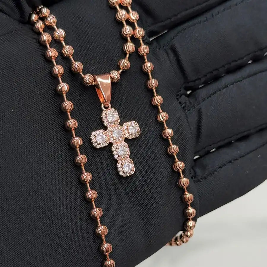 ¡Super Promoción! Cadena Militar Oro Laminado 18k Rosada Dije Cruz Circones