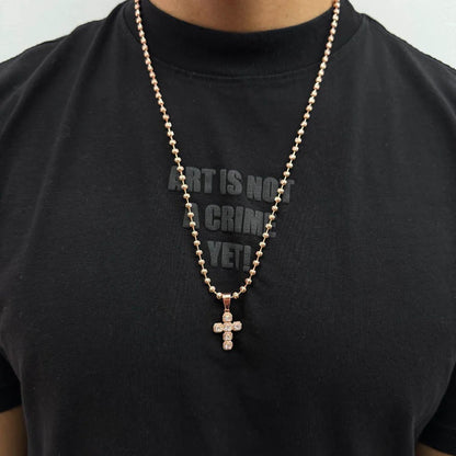 ¡Super Promoción! Cadena Militar Oro Laminado 18k Rosada Dije Cruz Circones