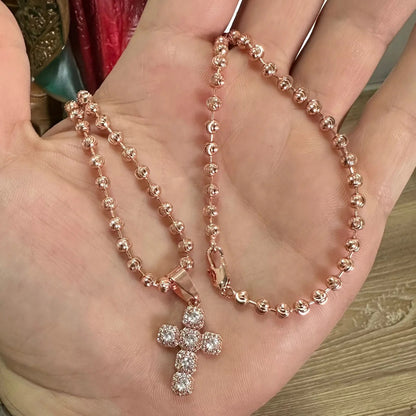 ¡Super Promoción! Cadena Militar Oro Laminado 18k Rosada Dije Cruz Circones