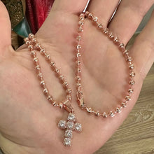 Cargar imagen en el visor de la galería, ¡Super Promoción! Cadena Militar Oro Laminado 18k Rosada Dije Cruz Circones
