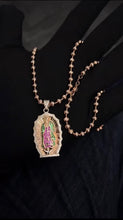 Cargar imagen en el visor de la galería, ¡Super Promoción! Cadena Militar Oro Laminado 18k Rosada Dije Virgen Guadalupe Grande
