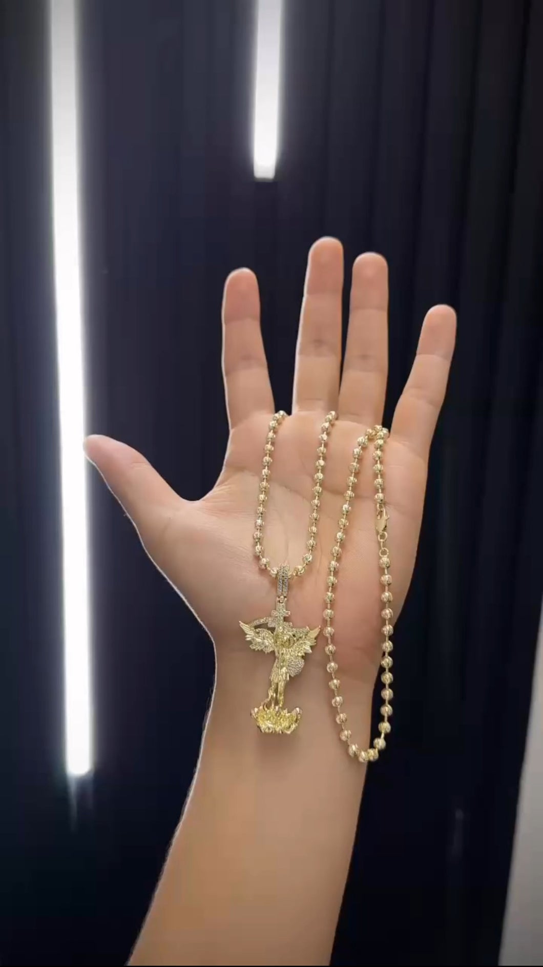 ¡Super Promoción! Cadena Militar Diamantada Con Dije San miguel grande