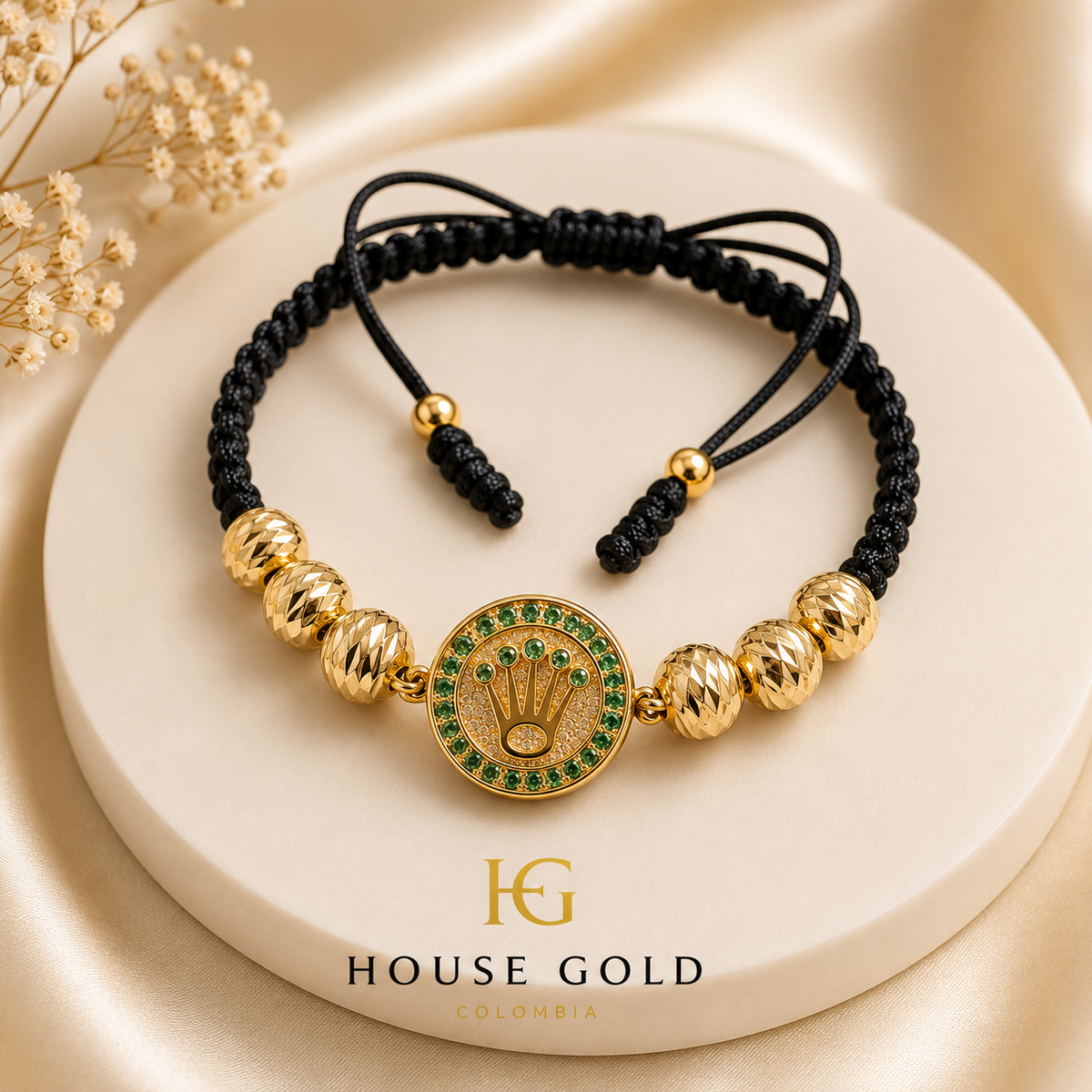 PULSERAS BALINES ROLEX CRISTALES VERDE