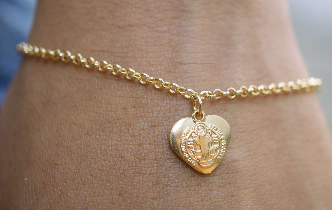 Pulsera Dije Corazón San Benito 19 CM
