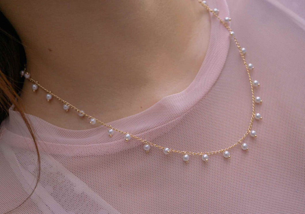 Collar Perlas Colgantes 50CM