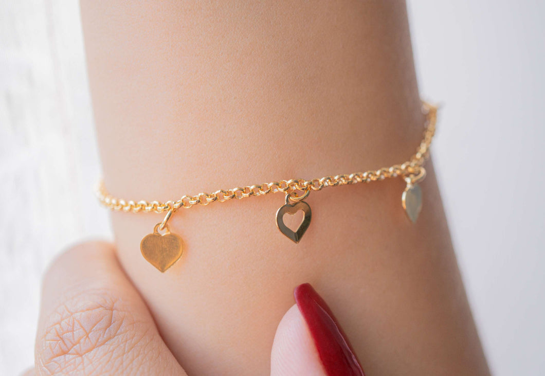 Pulsera Tejido Belcher Corazones 19cm