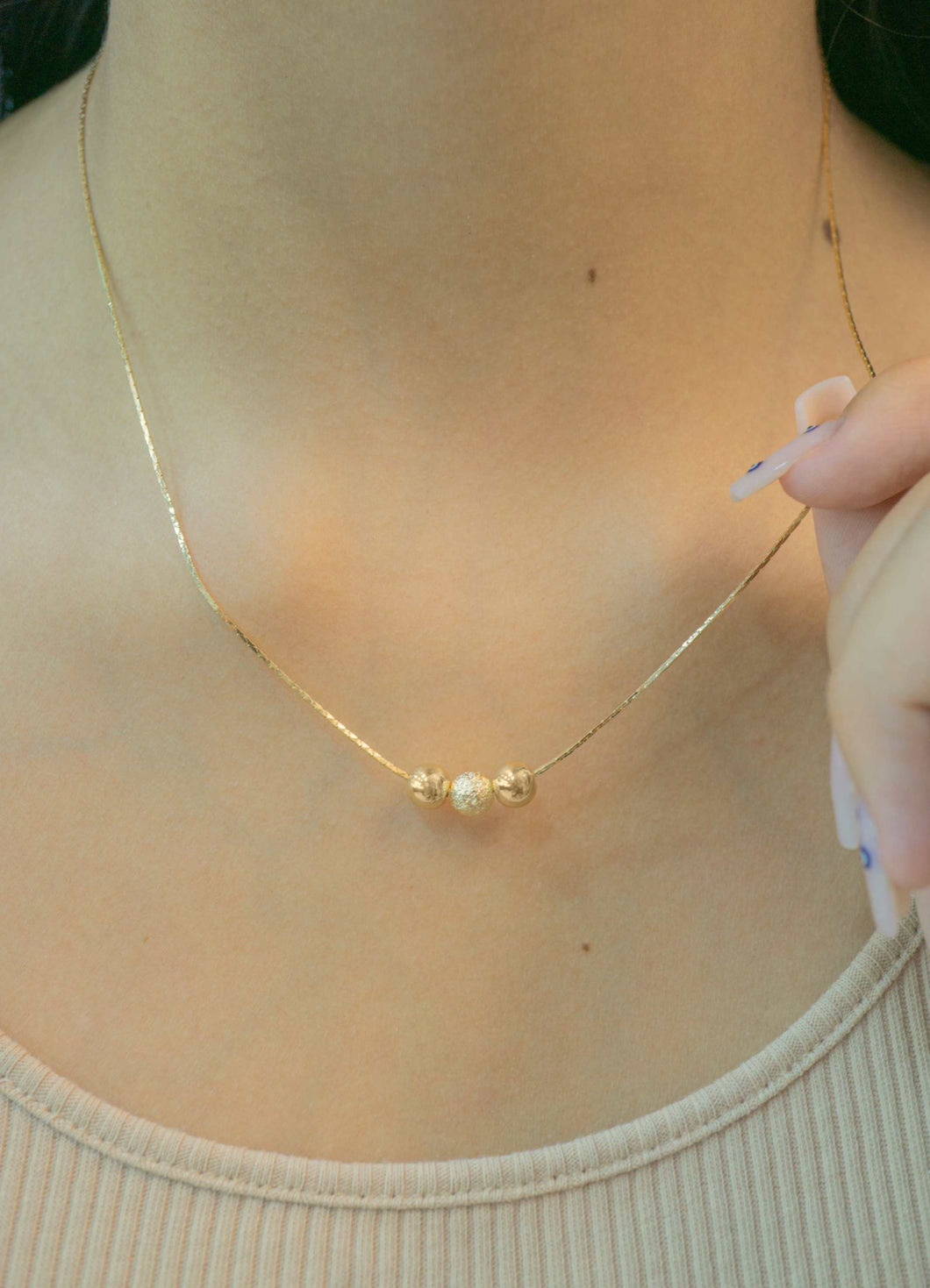 Collar 3 Balines Liso 1 Diamantado 45CM #6