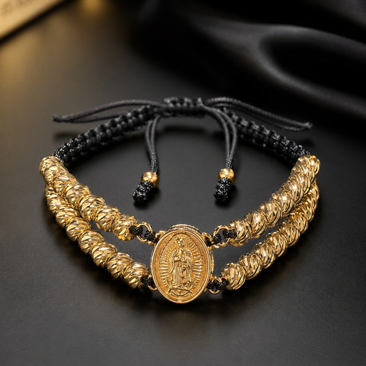 PULSERAS BALINES DOBLE CARRIL VIRGEN GUADALUPE
