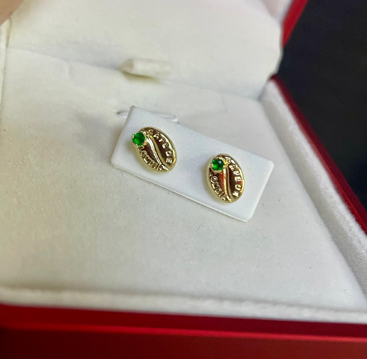 TOPO GRANO DE CAFE CON ZIRCON VERDE ROSCA DE SEG.