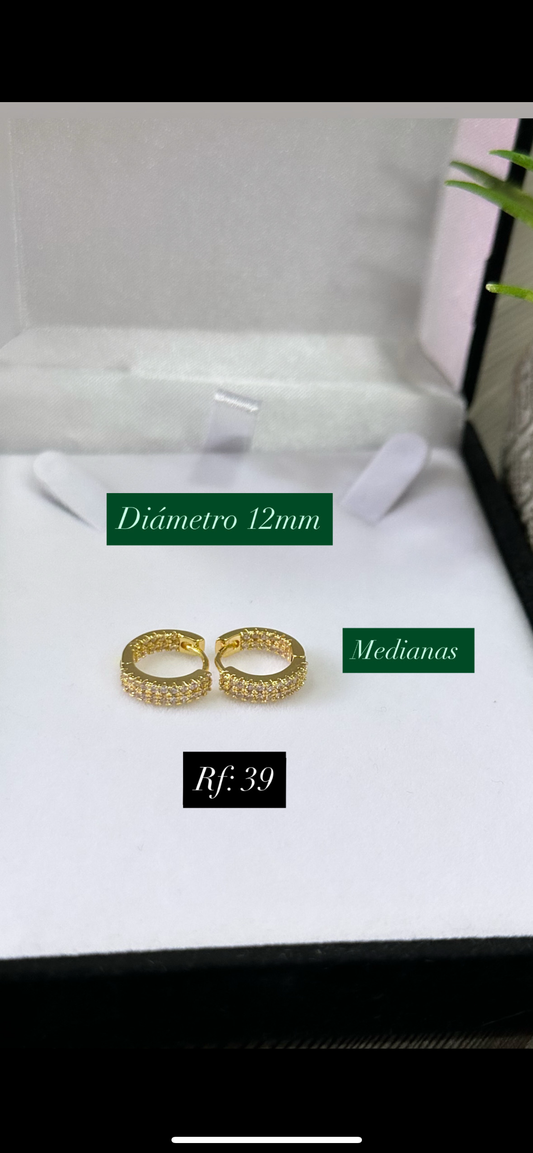 CANDONGA DOBLE FILA DE ZIRCONES 12 MM – REF. 39
