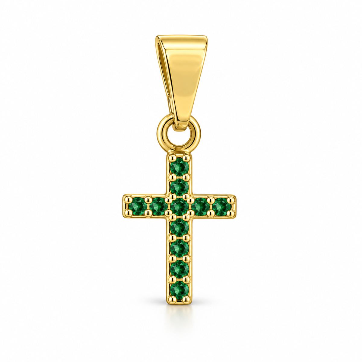 Dije Cruz mini verde sin cadena