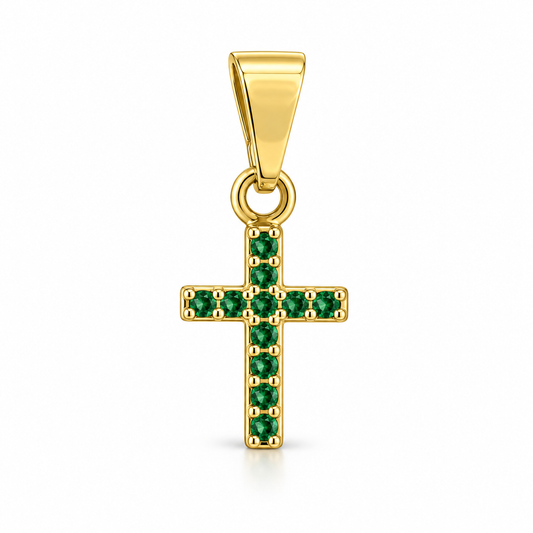 Dije Cruz mini verde sin cadena