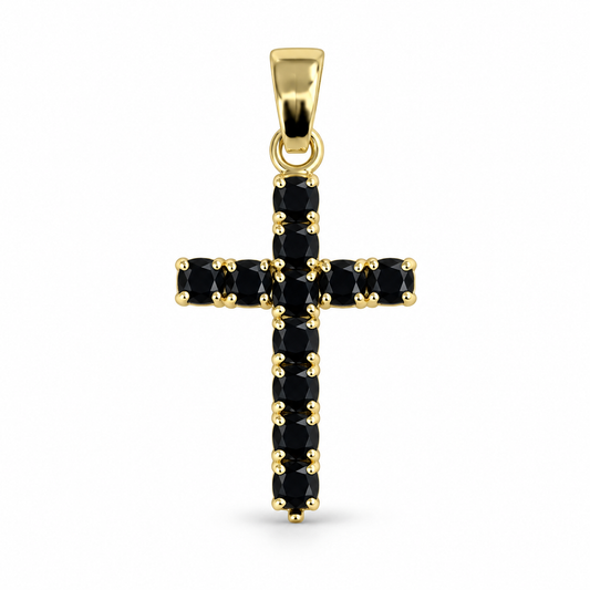 Dije Cruz de piedras negras sin cadena