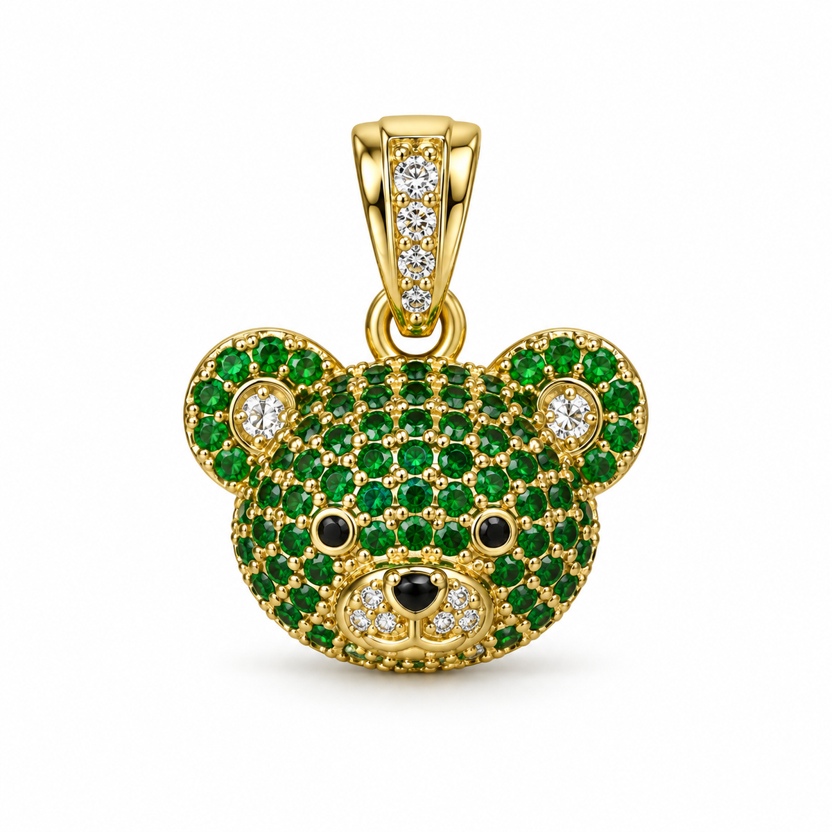 Dije Rostro de oso con circones verdes sin cadena