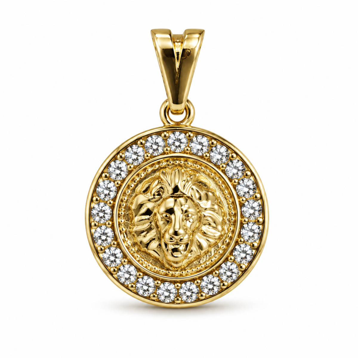 Dije Medalla rostro de león circonado sin cadena