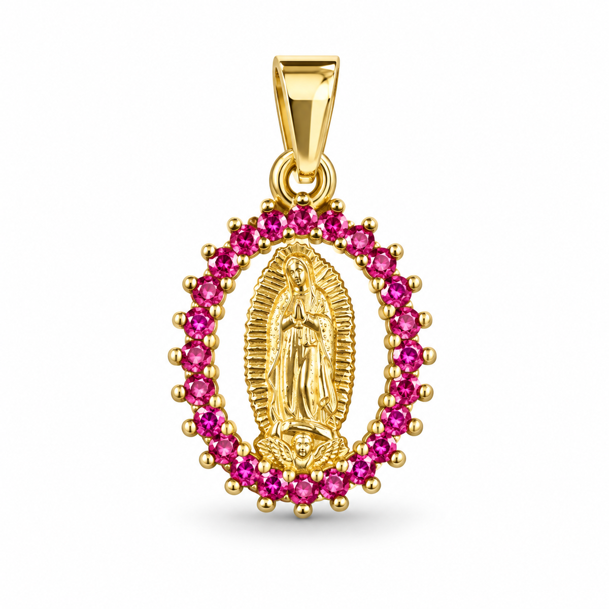 Dije Medalla circonada rosa sin cadena